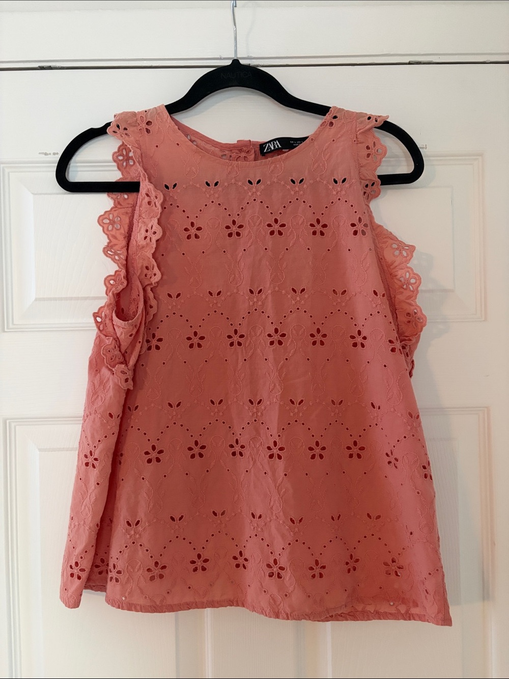 ZARA Eyelet Ruffle Sleeveless Top